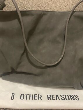 8 Other Reasons Gray Tote with Slim Shoulder Straps
